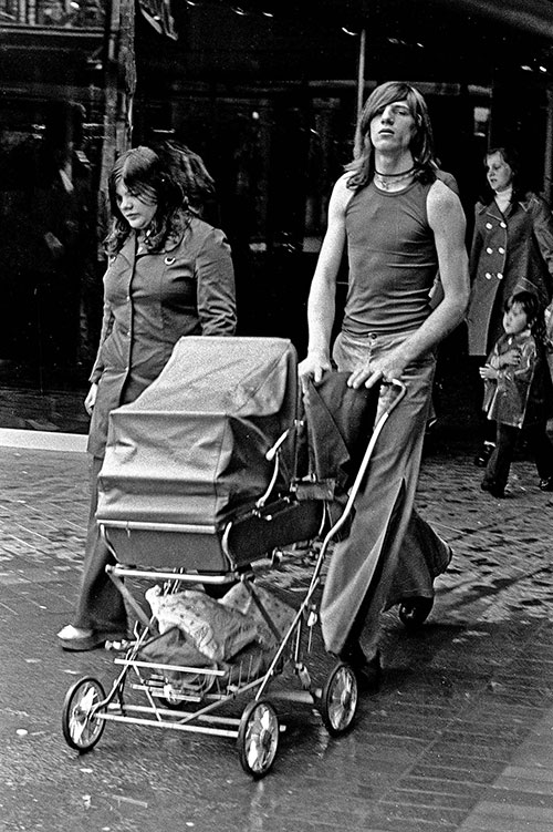 family in a shopping precinct Bromsgrove (1975)