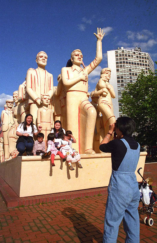 Photography by a modern monument, Birmingham  (1999)