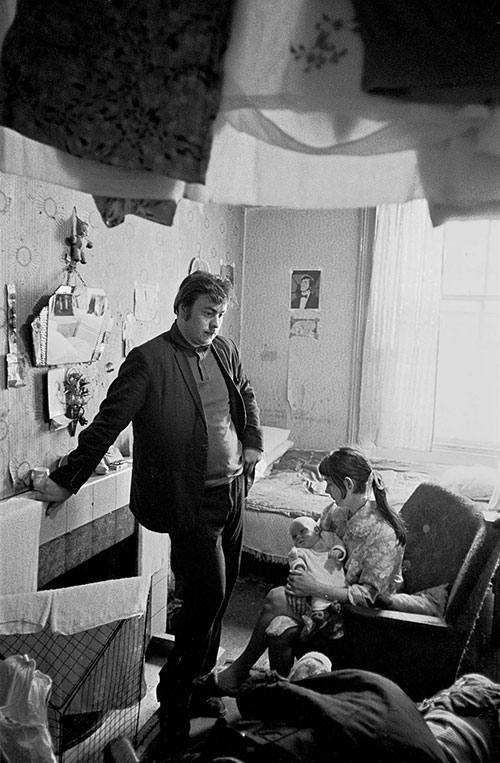 Father mother and their new born baby living in one room, Liverpool  (1969)