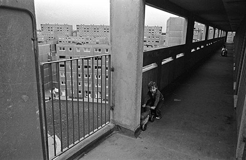 Child playing on a Killingworth walkway  (1975)