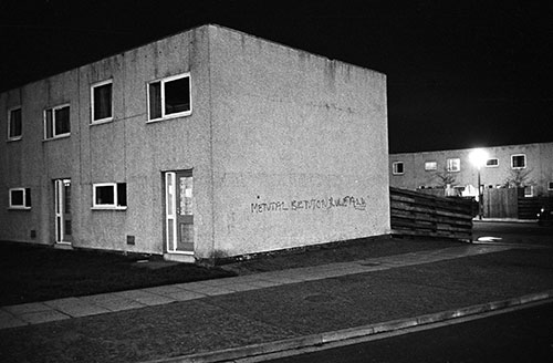 New housing at night Killingworth New Town Northumberland  (1975)