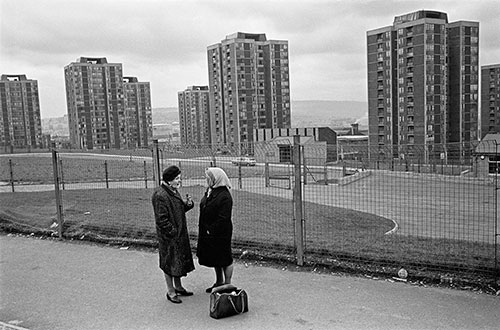 Tower blocks and a conversation, Newcastle  (1975)